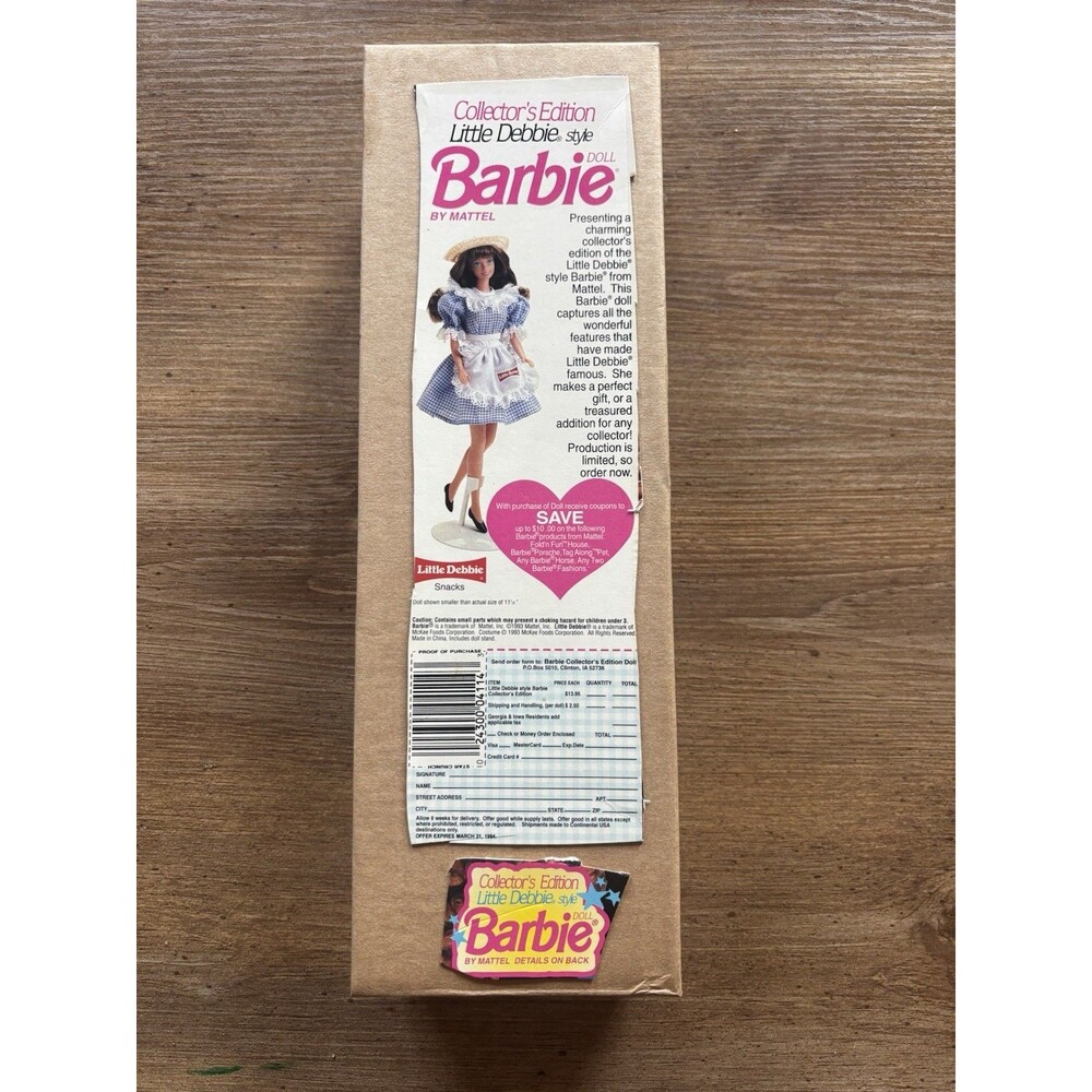 1993 Little Debbie Style Barbie Collector Edition Sealed Shipper Box Mattel